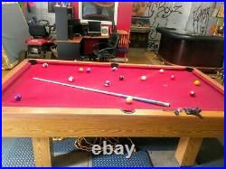 Pool Table, Red Felt, 8 Foot, Used