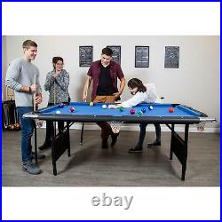 Portable Pool Table, 6-Ft, Blue/Black Rec Center Billiards Bar Game Room Family