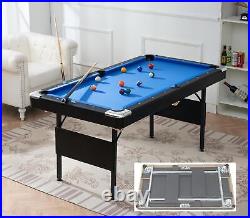 Portable Pool Table, Foldable Billiards Table for Kids Adults 65.75 Blue