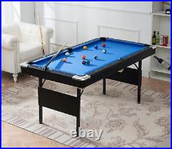 Portable Pool Table, Foldable Billiards Table for Kids Adults 65.75 Blue