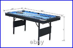 Portable Pool Table, Foldable Billiards Table for Kids Adults 65.75 Blue