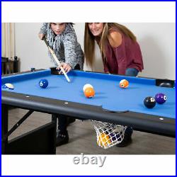 Portable Pool Table Indoor Game Room Storage Family Play Sport Foldable 6-Ft