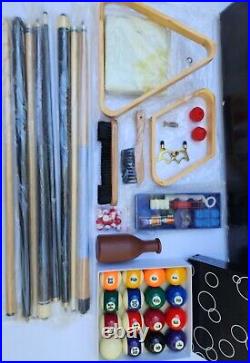 Premium Billiard Accessory Kit 4 Pool Cue Sticks Complete Pool Ball Set Bridge +