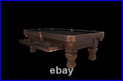 Ramsey Pool Table 8' with Hidden Storage Drawer Dark Walnut Finish FREE Ship
