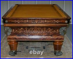 Rare Charles X Circa 1800 Rosewood Marquetry Inlaid Pool Snooker Billiards Table
