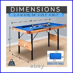 SereneLife 4.5ft Folding Pool Table, 54in Portable Foldable Billiards Game Ta