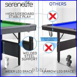 SereneLife 76'' Portable and Foldable Pool Table with Accessory Kit