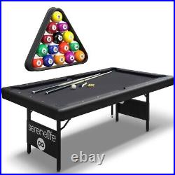 SereneLife 76'' Portable and Foldable Pool Table with Accessory Kit (Black)