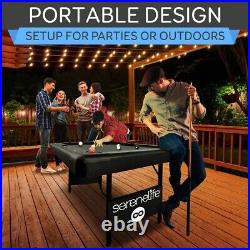 SereneLife 76'' Portable and Foldable Pool Table with Accessory Kit (Black)