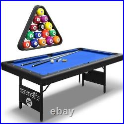 SereneLife 76'' Portable and Foldable Pool Table with Accessory Kit (Blue)