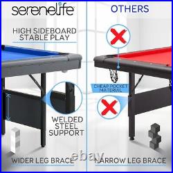 SereneLife 76'' Portable and Foldable Pool Table with Accessory Kit (Blue)