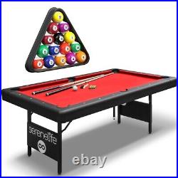 SereneLife 76'' Portable and Foldable Pool Table with Accessory Kit (Red)