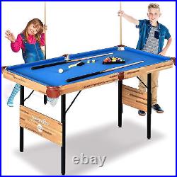 Serenelife 4.5Ft Folding Pool Table, 54In Portable Foldable Billiards Game Table