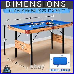 Serenelife 4.5Ft Folding Pool Table, 54In Portable Foldable Billiards Game Table