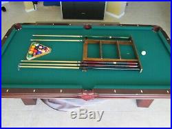 Slate Pool table green felt includes rack, balls, Cover, sticks, holder, Light
