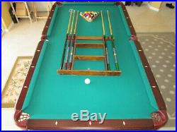 Slate Pool table green felt includes rack, balls, Cover, sticks, holder, Light