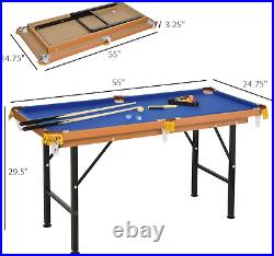Soozier 55 Portable Folding Billiards Table Game Pool Table for Whole Family Nu