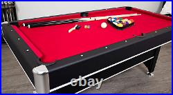 Spartan 6-Ft Pool Table with Table Tennis Top Black with Red Felt