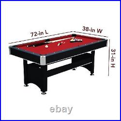 Spartan 6-ft Pool Table with Table Tennis Top Black with Red Felt