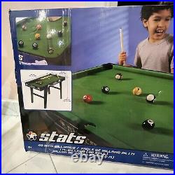 Stats 40inch Pool Table 2 Cues Set Billiards Game Fun Play With Friends