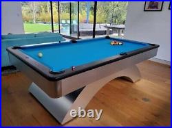 Stunning contemporary Olhausen Waterfall pool table in brushed aluminum