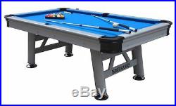 THE FLORIDA 8 FOOT ALL WEATHER OUTDOOR POOL TABLE SILVER withBLUE CLOTH & ACCS