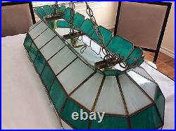 Tiffany style pool table ceiling lamp, green and ivory colour