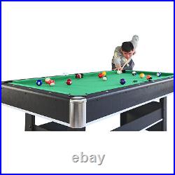 US Ship Brand New 6-ft Pool Table with Table Tennis Top Black with Green Felt
