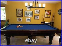 Unique Pool Table, blue felt. Made in Vietnam withaccessories(balls/cues)