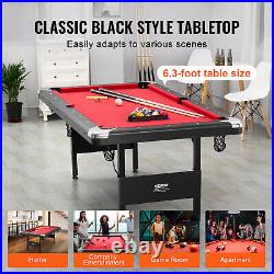 VEVOR 6.3ft Billiards Table Portable Pool Table Red Cloth for Family Game Room