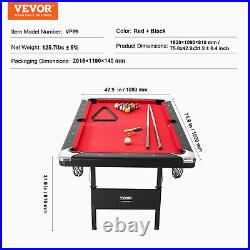 VEVOR 6.3ft Billiards Table Portable Pool Table Red Cloth for Family Game Room