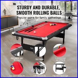 VEVOR 7ft Billiards Table Portable Pool Table Red Cloth for Family Game Room