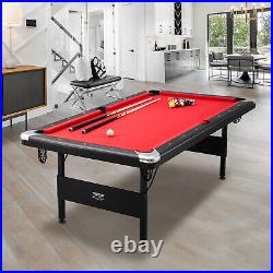 VEVOR 7ft Billiards Table Portable Pool Table Red Cloth for Family Game Room