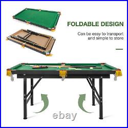 VILOBOS 47 Pool Table Kids Adults Billiard Game Desk Folding Legs Height Adjust