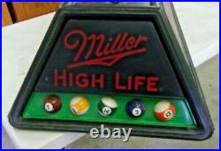 Vintage 1991 MILLER HIGH LIFE Pool Table Billiards Table Light 48 x 21 x 11