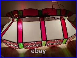 Vintage 34 Coca Cola Stained Glass Billiards Light Coke Pool Table! DAMAGED