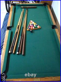 Vintage 7ft Olhausen Pool Table 2 Pool Room Chairs 5 Poles Balls Set ect