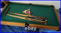 Vintage 7ft Olhausen Pool Table 2 Pool Room Chairs 5 Poles Balls Set ect