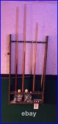 Vintage 8 Pool Table Red (3) Slate Cues Rack Balls LOCAL PICK-UP ONLY NY