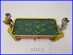 Vintage Billiard Pool Table With Players Wind Up Tin Litho Toy By Ranger Steel
