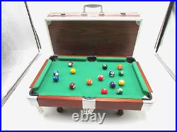 Vintage Brookstone Mini Pool Table In Carry case Clean! Made in 2000 Mint Cond