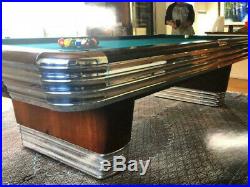 Vintage Brunswick Billiards Mid Century Modern 9' Centennial Pool Table Art Deco