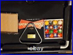 Vintage Budweiser Travel Mini Pool Table Billiards Table Top Set Game Briefcase