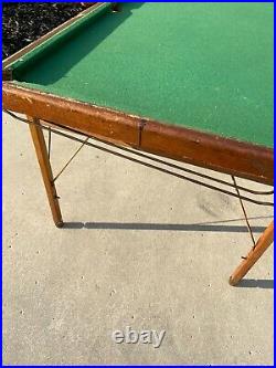 Vintage Burrows antique junior folding pool table clay balls 40s