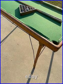 Vintage Burrows antique junior folding pool table clay balls 40s