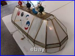 Vintage Lrg 36+ 3 Light Stained Glass Billiards Pool Table Light Pendant