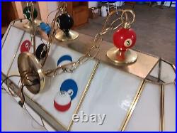 Vintage Lrg 36+ 3 Light Stained Glass Billiards Pool Table Light Pendant