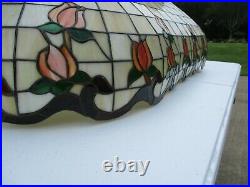 Vintage Tiffany Style Leaded Stained Glass Hanging Pool Table 3 light Lamp
