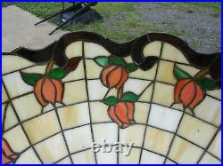 Vintage Tiffany Style Leaded Stained Glass Hanging Pool Table 3 light Lamp