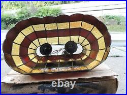 Vintage Tiffany Style Leaded Stained Glass Hanging Pool Table Light